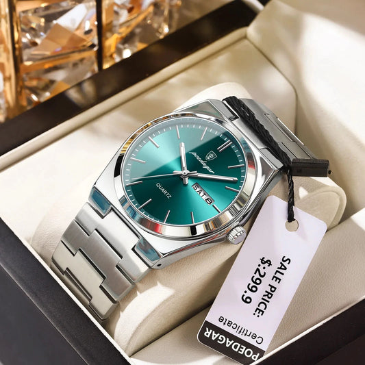 Luxury Men's Waterproof Luminous Watch Stainless Steel Casual Fashion Quartz