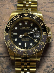 Custom Built – Gold GMT Automatic Watch – Black Dial – Japanese Movement