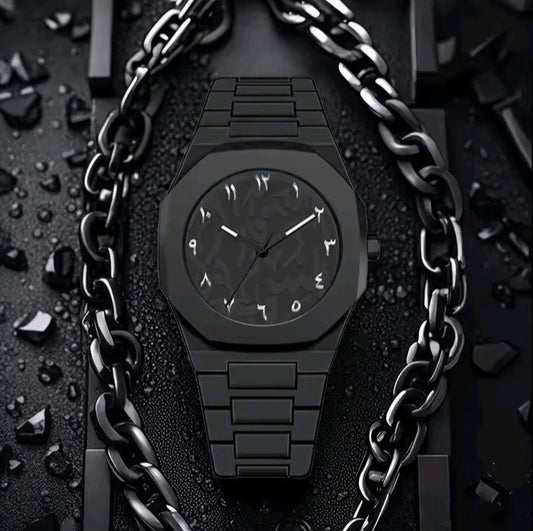 Black Arabic Numeral Dial Stainless Steel Watch – Minimalist Luxury Design