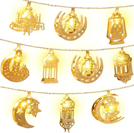 Eid Ramadan LED String Lights Lantern Ornaments Muslim Islam Home Parry Decor