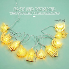 Eid Ramadan LED String Lights Lantern Ornaments Muslim Islam Home Parry Decor