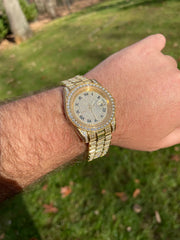 15ct MOISSANITE Gold Mens Presidential Watch Iced Hip Hop Out Pass Diamond Test