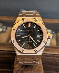 Custom Built – Rose Gold Automatic Watch – Black Textured Dial – Japanese NH35