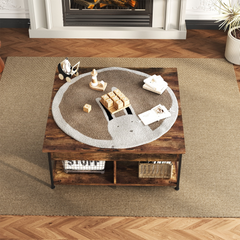 MONVANE 40" Lift Top Coffee Table with Storage for Living Room, Rustic Brown