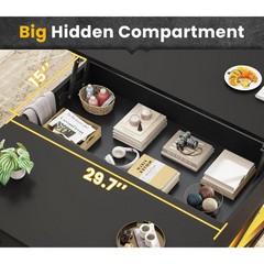 31.5" Lift Top Coffee Table, Square Coffee Table with Ample Storage, Center Table with 2 Fabric Drawers & Large Shelf for Living Room, Black