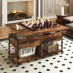 MONVANE 40" Lift Top Coffee Table with Storage for Living Room, Rustic Brown