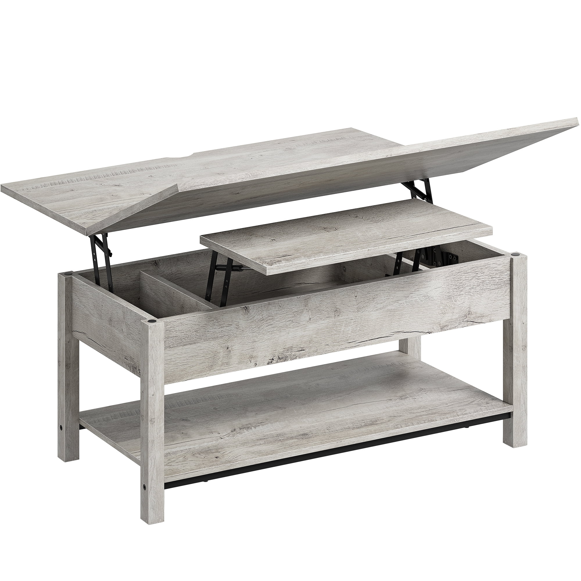 GUNAITO 41.73"Lift Top Coffee Table, 4 in 1 Multi-Function Convertible Coffee Table with Storage, Modern Coffee Table Converts to Dining Table for Living Room, Grey