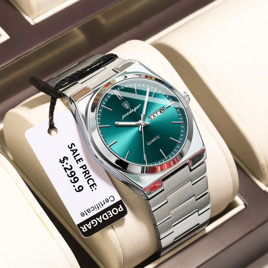 Luxury Men's Waterproof Luminous Watch Stainless Steel Casual Fashion Quartz