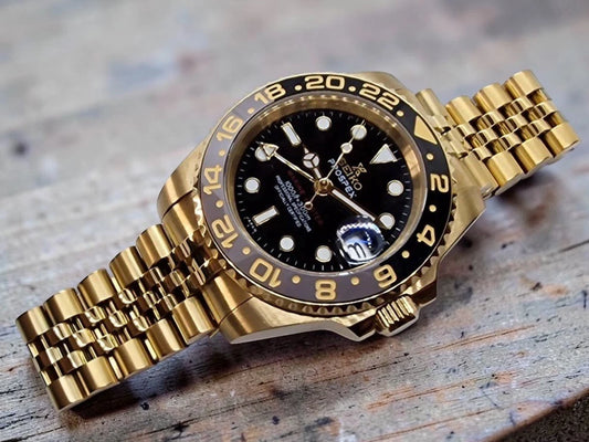Custom Built – Gold GMT Automatic Watch – Black Dial – Japanese Movement