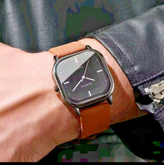 2 piece set /Men fashion Wrist Watch for Men Business Square simple dual Quratz