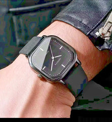 2 piece set /Men fashion Wrist Watch for Men Business Square simple dual Quratz