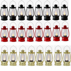 24-Pack Decorative Metal Lanterns Light with Glass Panels 8 Black 8 Red 8 White
