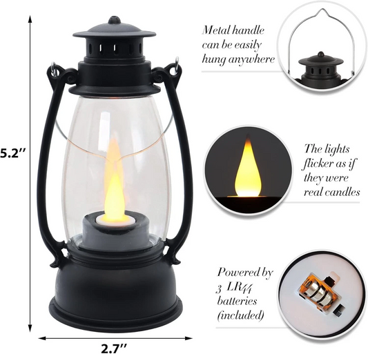24-Pack Decorative Metal Lanterns Light with Glass Panels 8 Black 8 Red 8 White