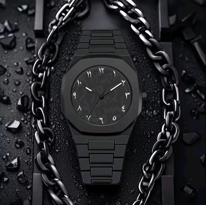 Black Arabic Numeral Dial Stainless Steel Watch – Minimalist Luxury Design