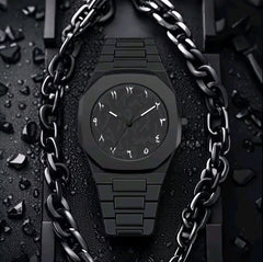 Black Arabic Numeral Dial Stainless Steel Watch – Minimalist Luxury Design