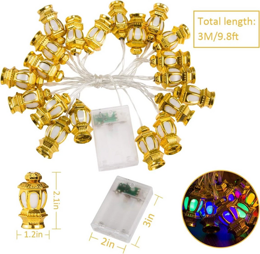 ANPHSIN Ramadan Eid Mubarak String Lights 9.8 FT 20 LED | Battery Operated